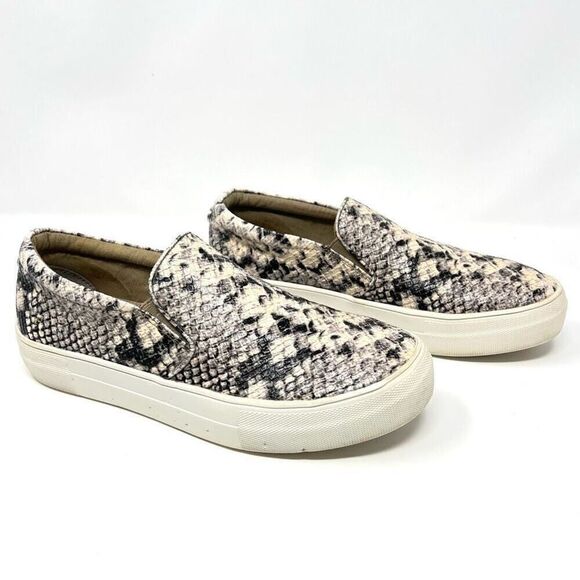 Steve Madden Gills Natural Snake Embossed Vegan Leather Slip-On Sneakers Size 7 - Picture 10 of 11